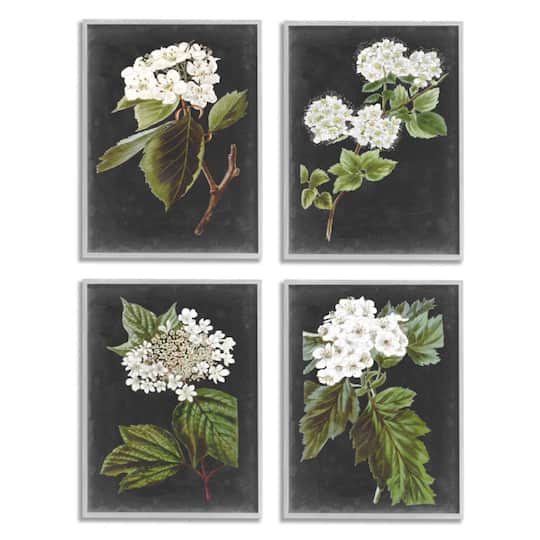 Stupell Industries Gray with White Cottage Florals Framed Wall Art